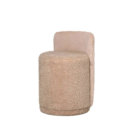 Brandon beige stofpuf, rund, med ryglæn, PTMD