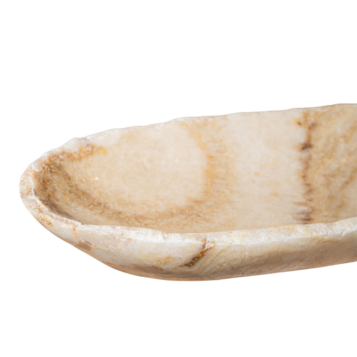 Draya Onyx hvid organisk oval skål, lille, PTMD