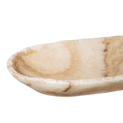 Draya Onyx hvid organisk oval skål, lille, PTMD