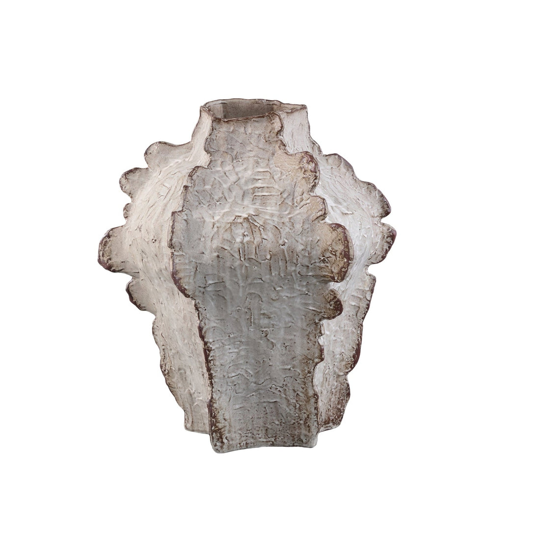 Talan beige keramisk vinklet vase med ribber, S, PTMD