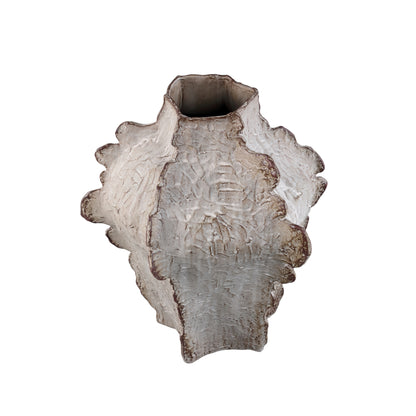 Talan beige keramisk vinklet vase med ribber, S, PTMD