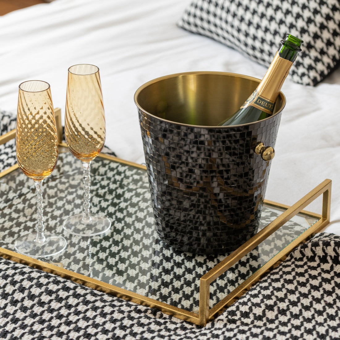 Isbeholder i mosaik af rustfrit stål, sort, J-Line