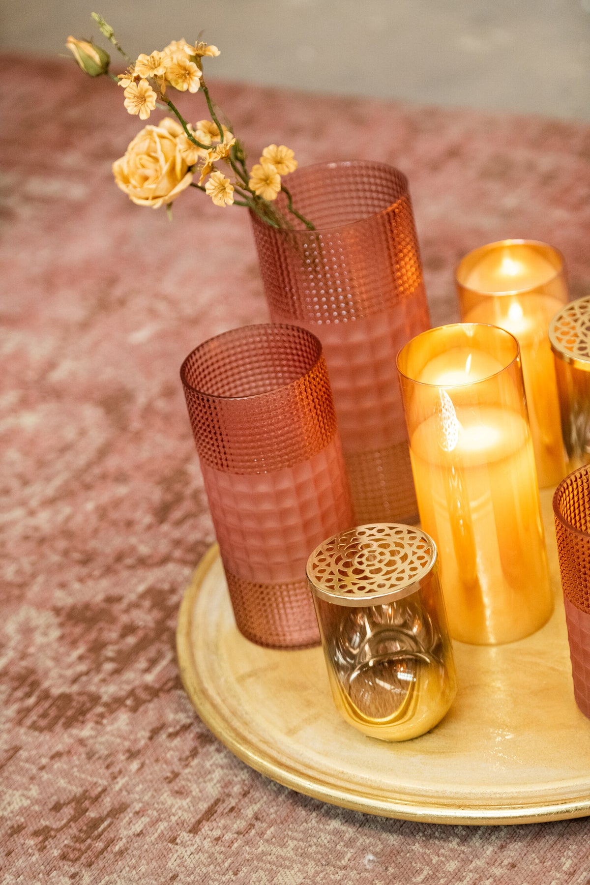LED-lampe Blinkende Glas Guld Medium