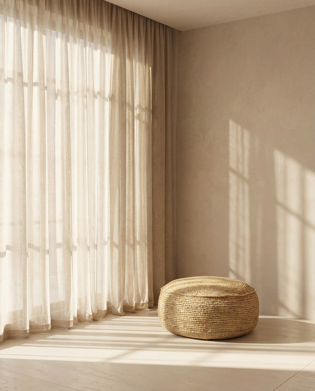 Raffia Flores Puf - Naturel Bazar Bizar