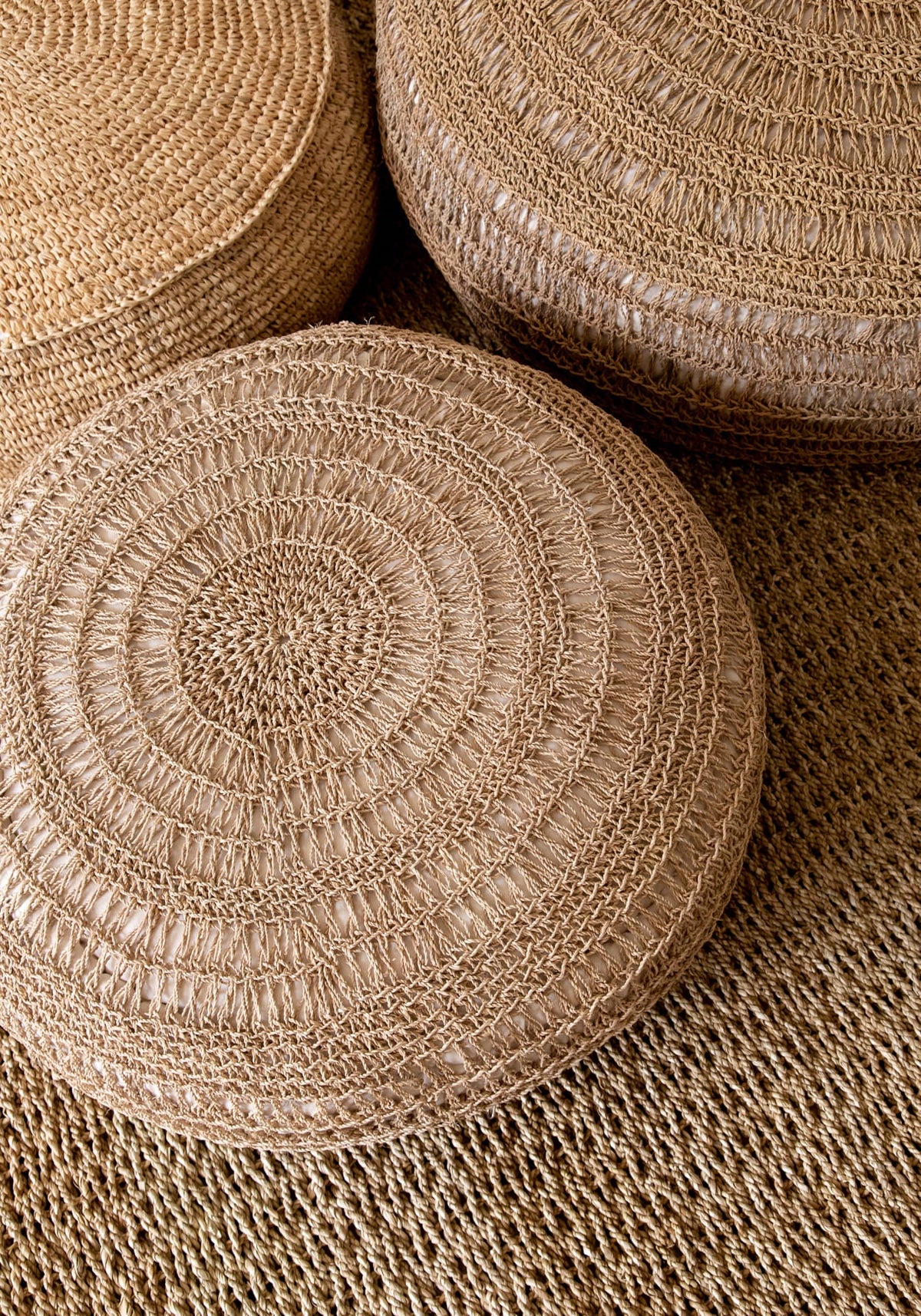 Raffia Flores Puf - Naturel Bazar Bizar
