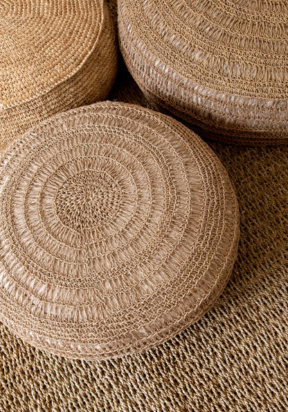 Raffia Flores Puf - Naturel Bazar Bizar