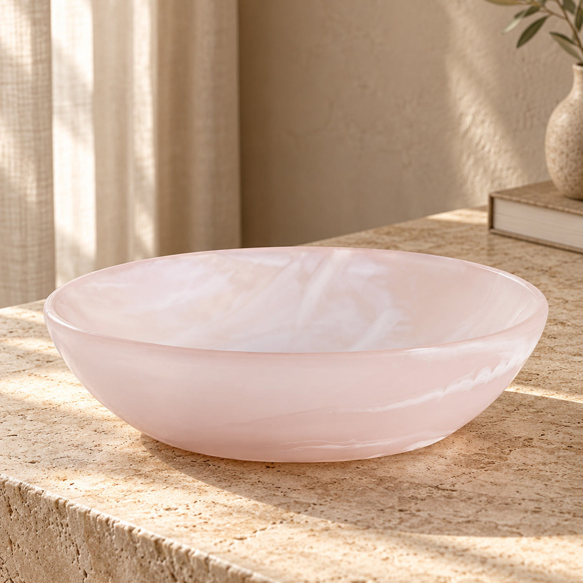 Resin Organic Skål Lyserød Hvid Medium Bazar Bizar