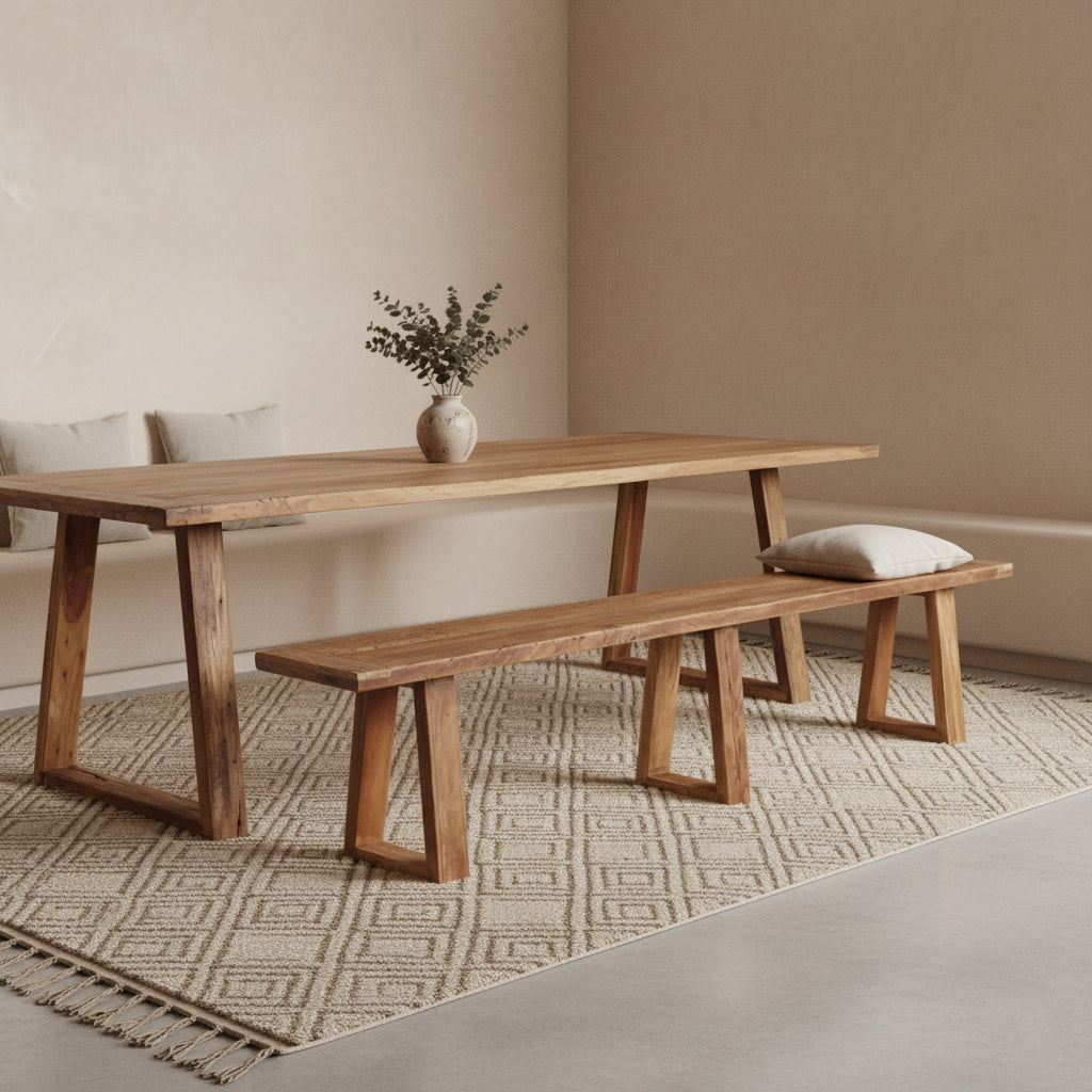 Teakhouten Eetkamerbank Farmwood 200cm Raw Materials