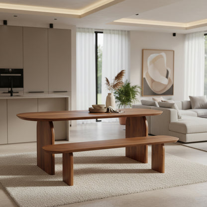 Spisebænk Bullnose Brun Mangotræ 200 cm Raw Materials