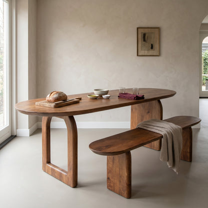 Spisebænk Bullnose Brun Mangotræ 200 cm Raw Materials