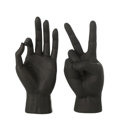 Figur i tegnsprog, sort polyresin, sortiment med 2 stk. – J-Line
