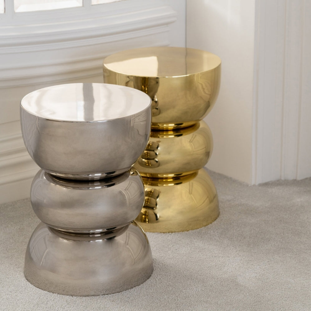 Sidebord, blank krom og guld, J-Line
