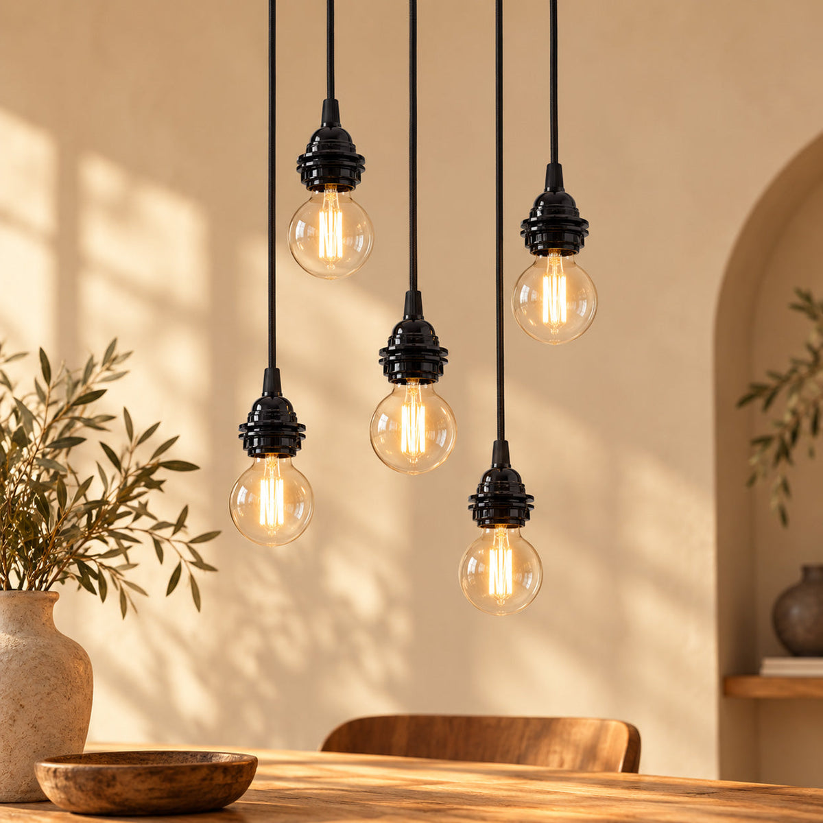 Loftlampe med 5 fatninger Sort Bazar Bizar