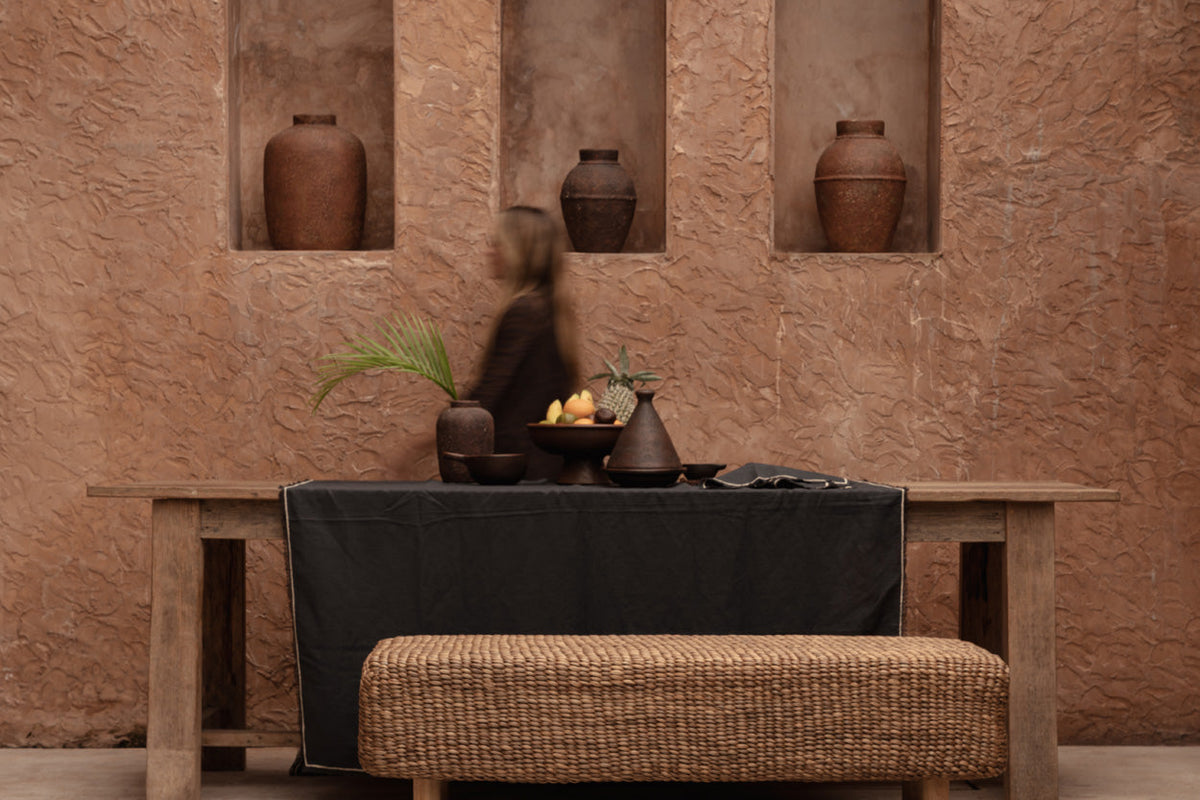Het Tuscany Tafelkleed - Zwart Naturel - 150x300 Bazar Bizar