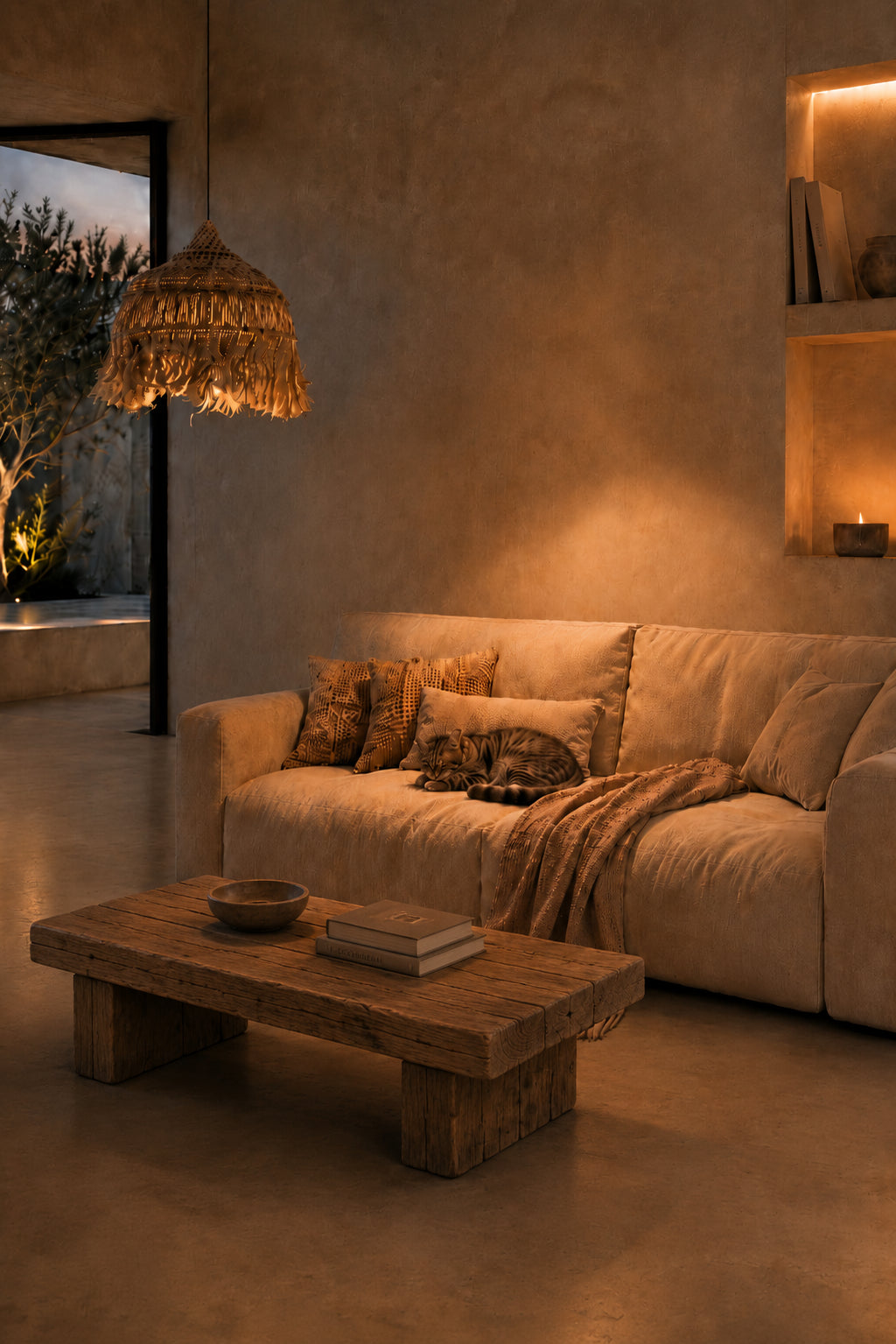 Abaca Hoola Pendellampe Naturel Large Bazar Bizar