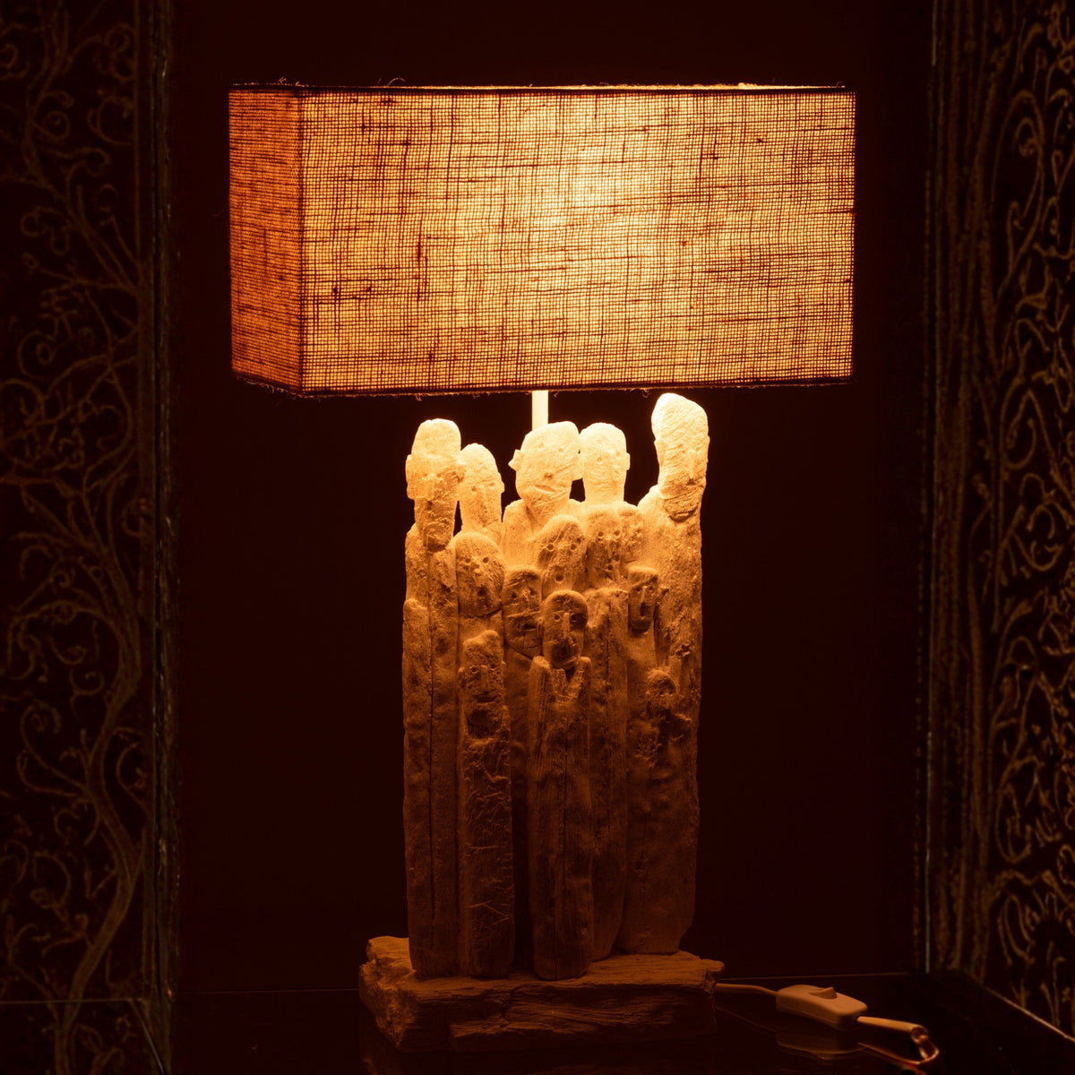 Bordlampe figurer polyresin hvid/natur J-Line