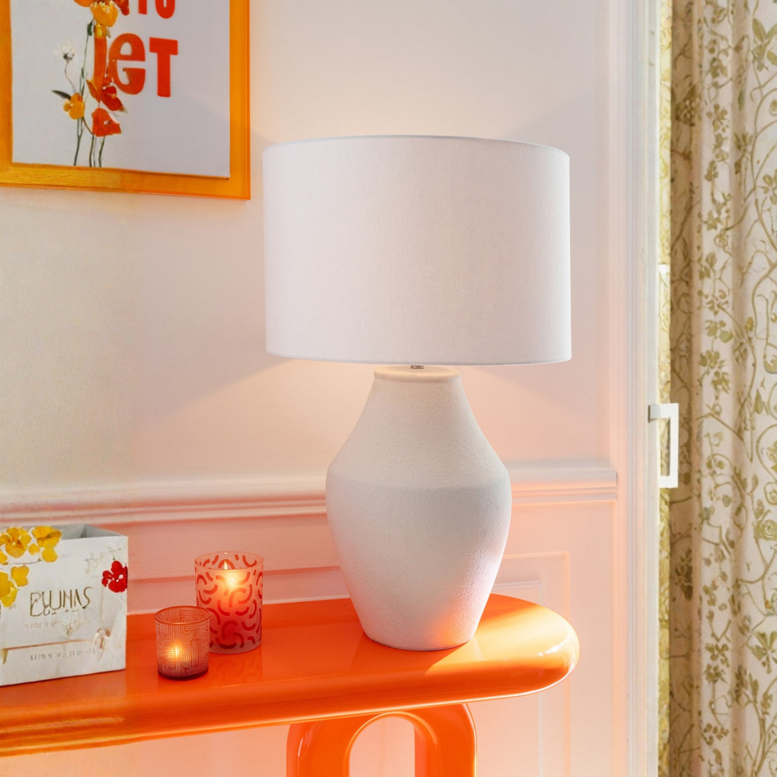 Bordlampe Henri keramik hvid J-Line