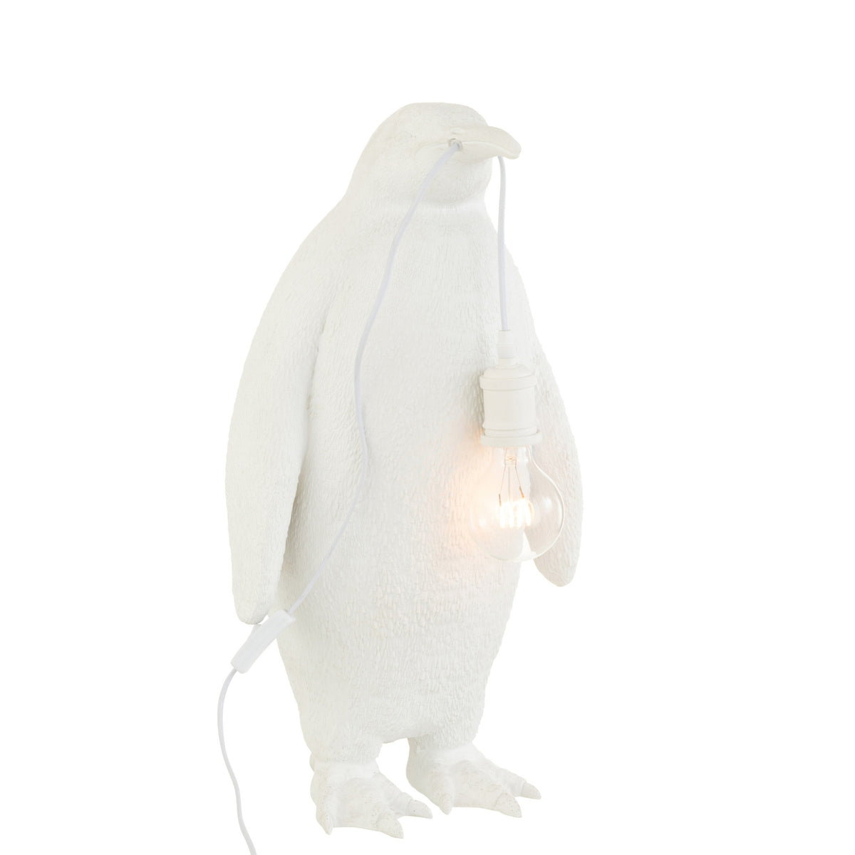 Bordlampe pingvin resin hvid stor J-Line