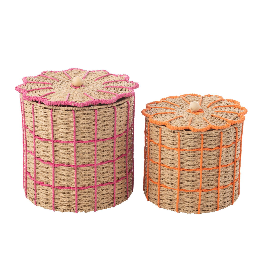 Sæt med 2 papirkurve, pink/orange, J-Line