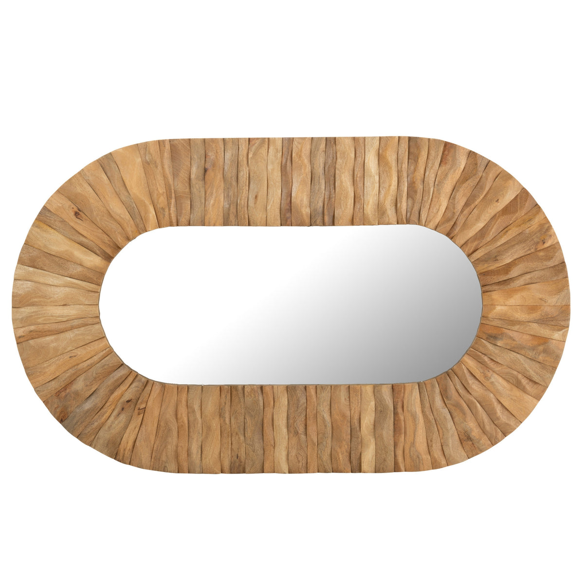 Vægspejl Curve oval i naturtræ 152 × 6 × 92 cm J-Line