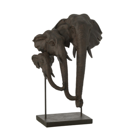Elefant på fod Familie polyresin mørkebrun J-Line
