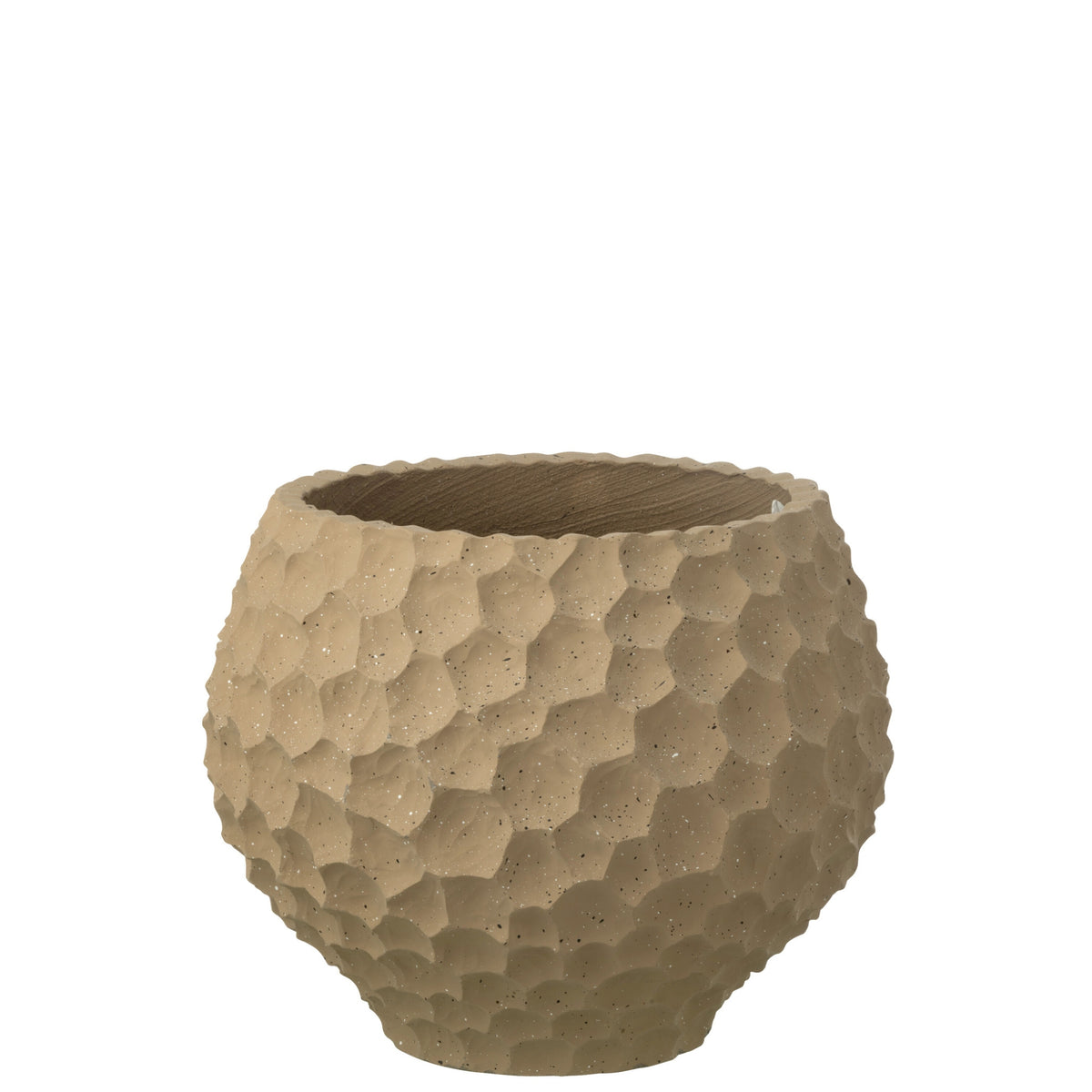 Blomsterpotte med indhak + udvendig sandfarvet taupe, medium, J-Line