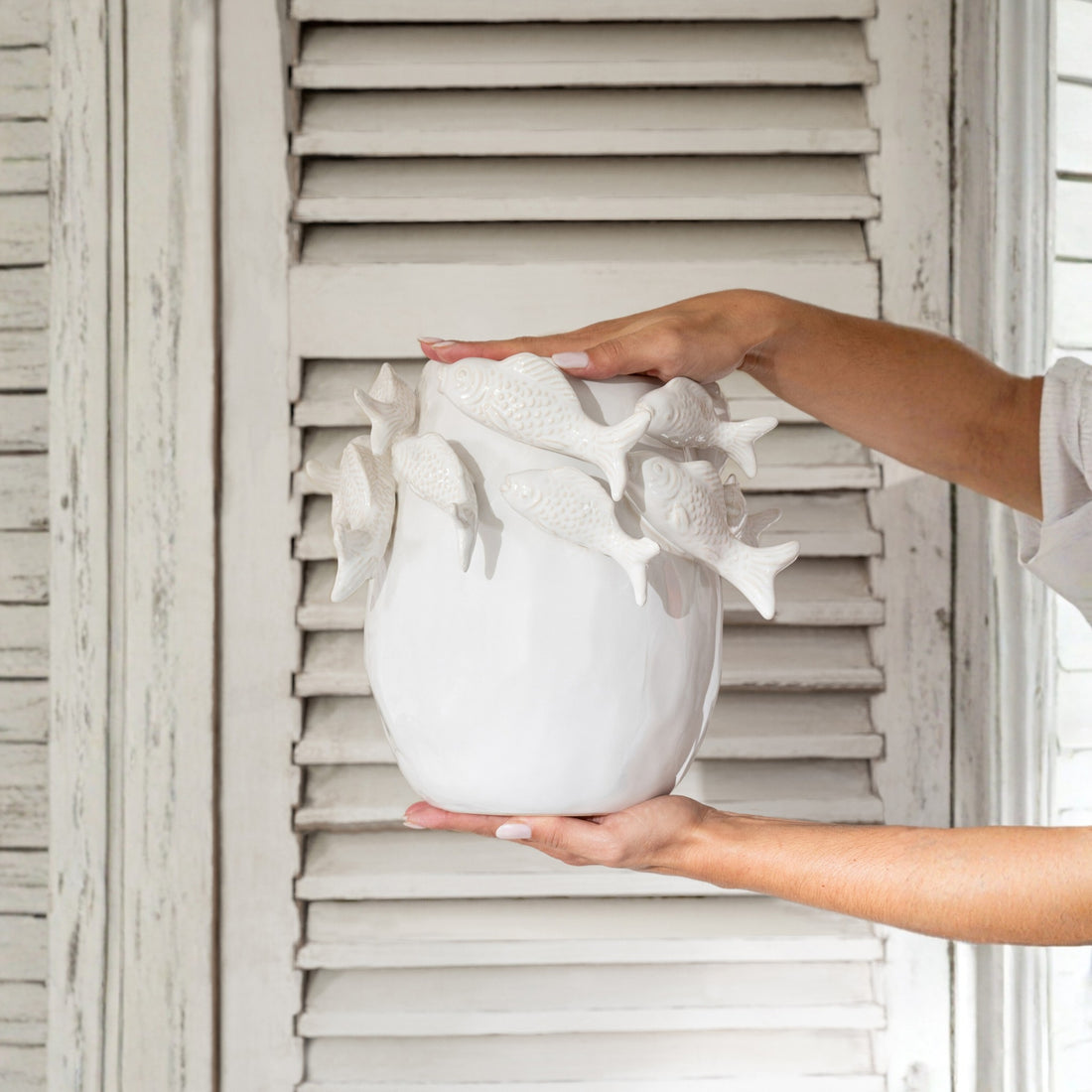 Vase Fisk Ler Ecru Small J-Line