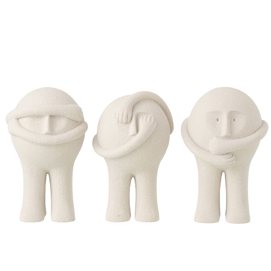 Figur Bollie i lysegrå resin, stor, assorteret, sæt med 3 fra J-Line