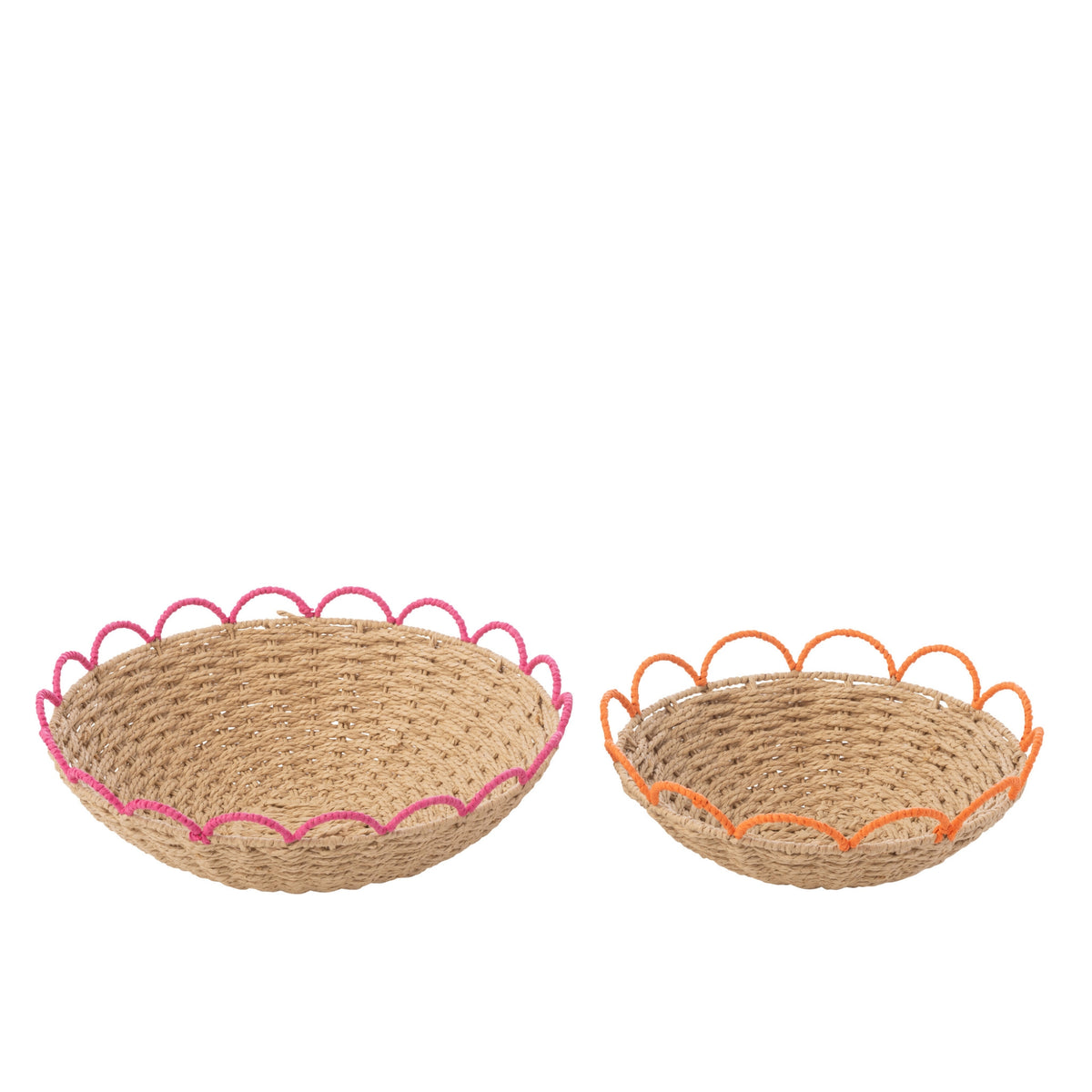 Sæt med 2 dekorative bakker i papir, rosa/orange – J-Line