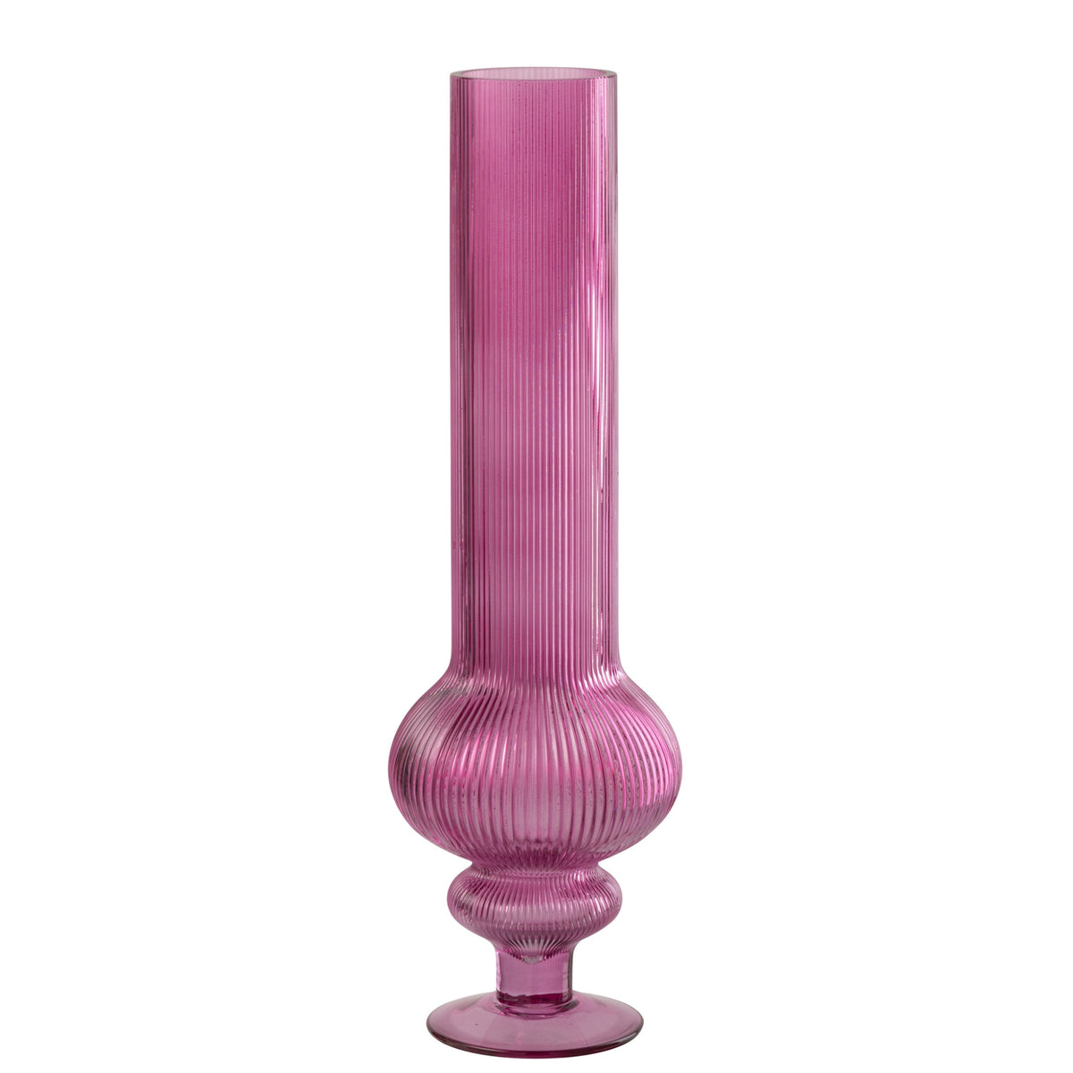 Vase Ada rillet glas fuchsia large J-Line