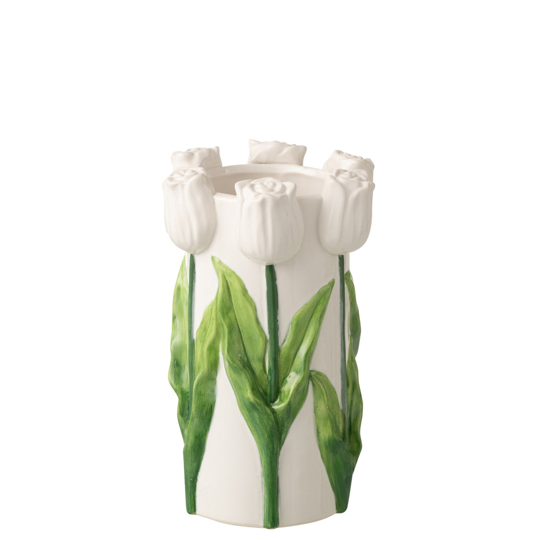 Vase Tulipan Keramik Hvid/Grøn Medium J-Line