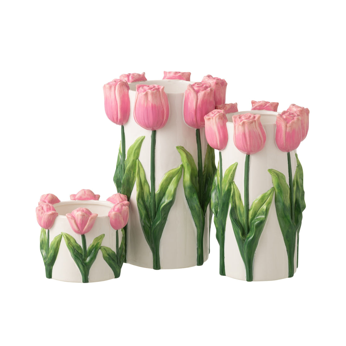 Vase Tulipan Keramik Hvid/Lyserød Medium J-Line