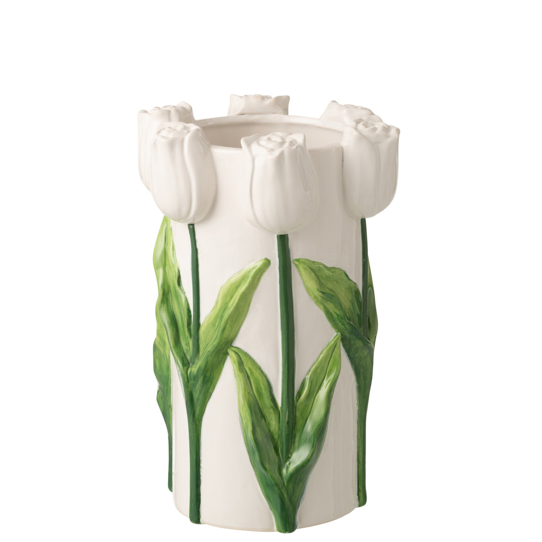 Vase Tulp Keramik Hvid/Grøn Large J-Line