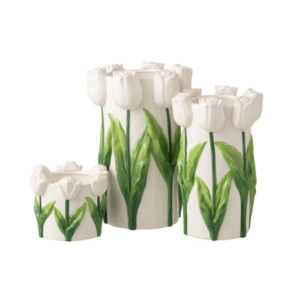 Vase Tulp Keramik Hvid/Grøn Large J-Line