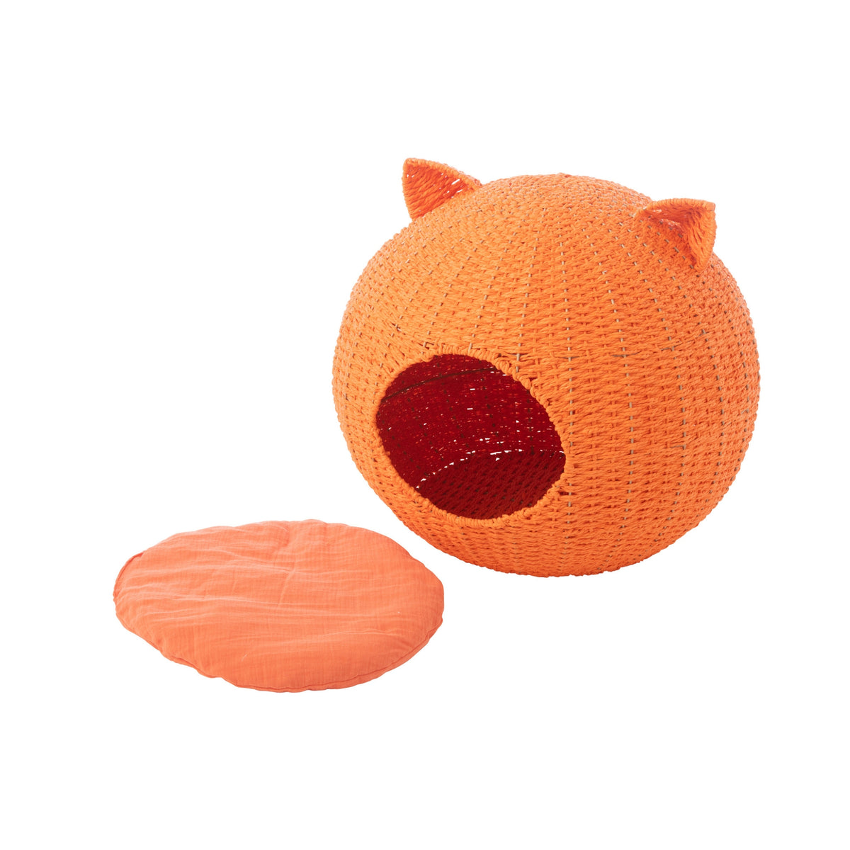 Kattekurv med katteører, papir, orange, J-Line