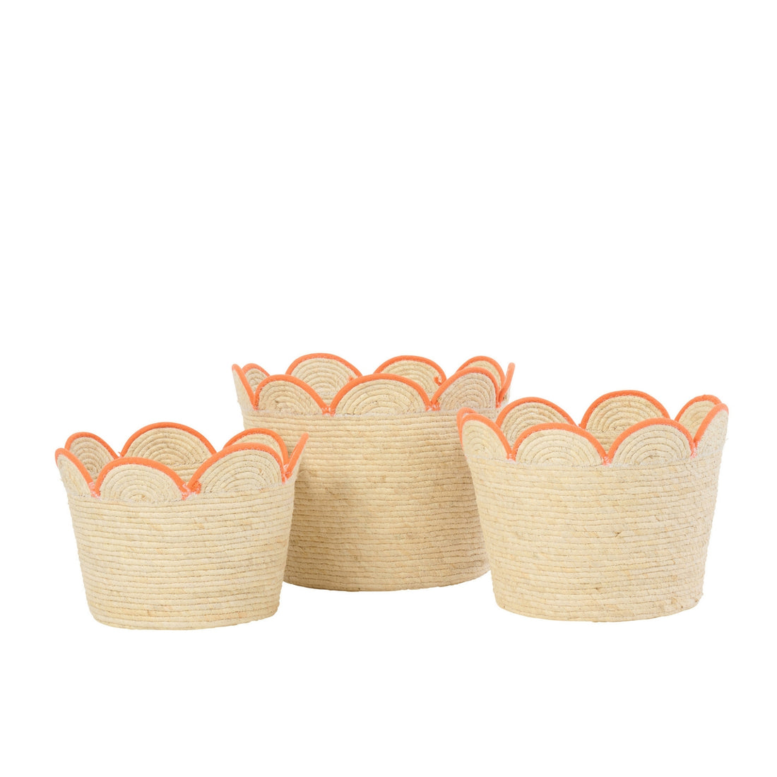 Sæt med 3 kurve i naturfarvede/orange majsskaller fra J-Line