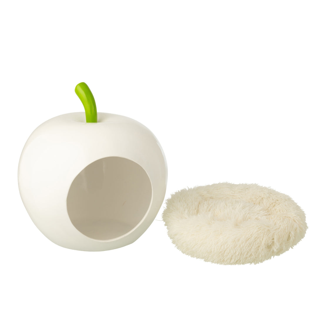 Kattekurv Æble Polyresin Hvid/Grøn J-Line