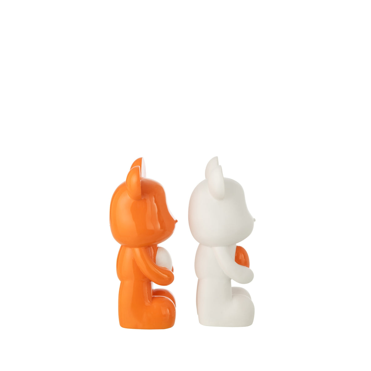 Hare i polyresin, hvid/mørkeorange, lille, assorteret, 2 stk., J-Line