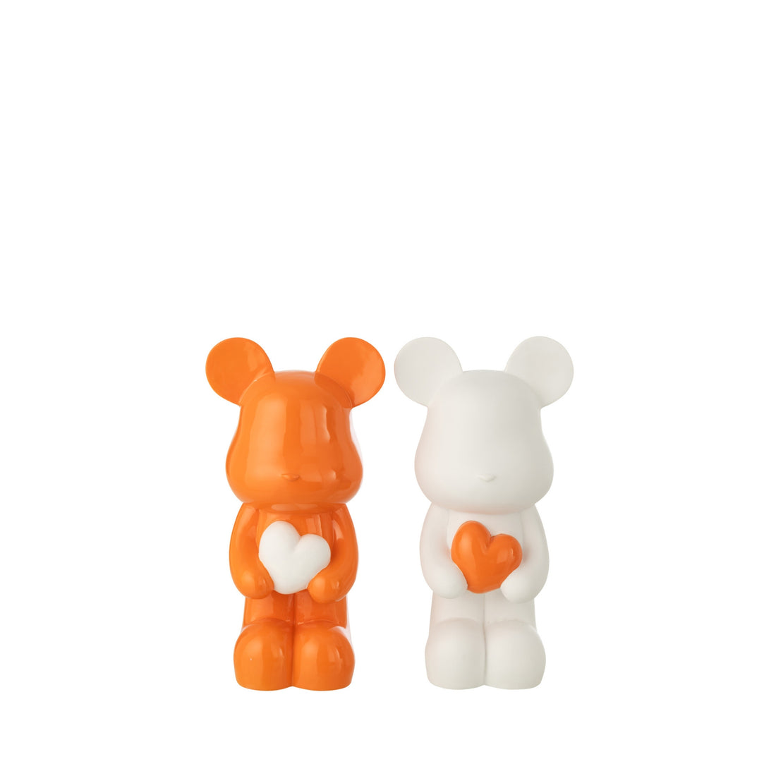 Hare i polyresin, hvid/mørkeorange, lille, assorteret, 2 stk., J-Line