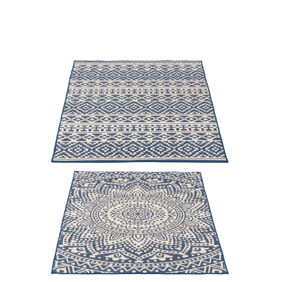 Udetæppe Mosaik Polypropylen Mørkeblå/Hvid Assortiment Fra 2 J-Line