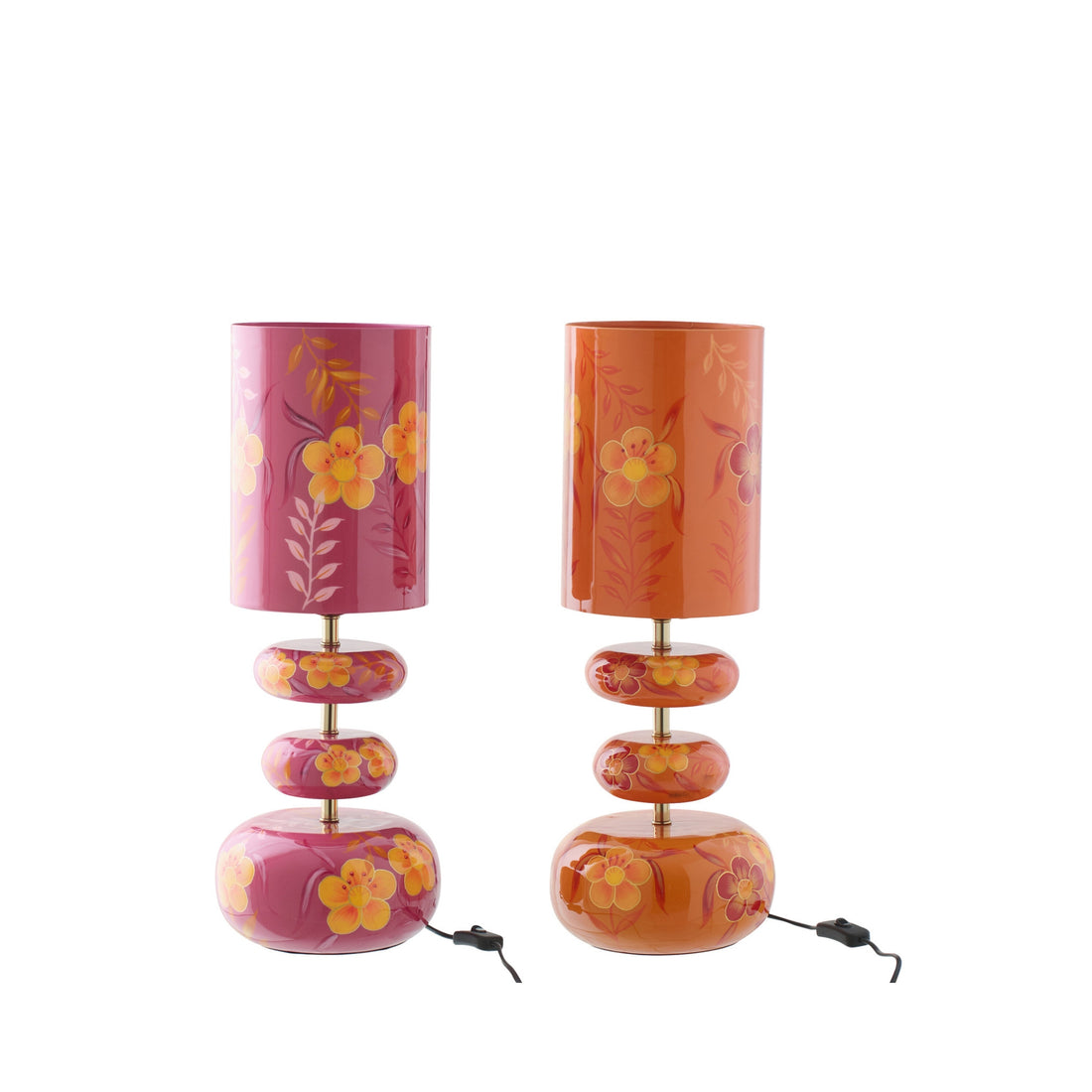 Lampe blomster metal pink/orange sortiment à 2 J-Line