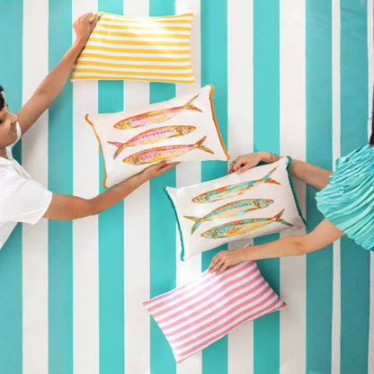 Pude Ude Rektangulær Stribet Polyester Multi Assortiment Fra 3 J-Line
