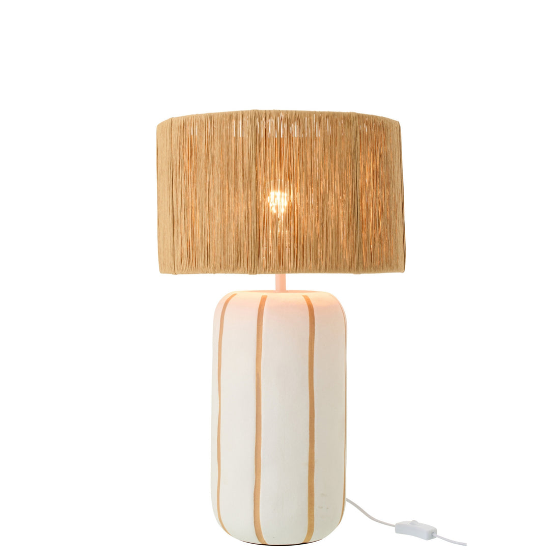 Bordlampe, stribet keramik, natur/hvid, stor, J-Line
