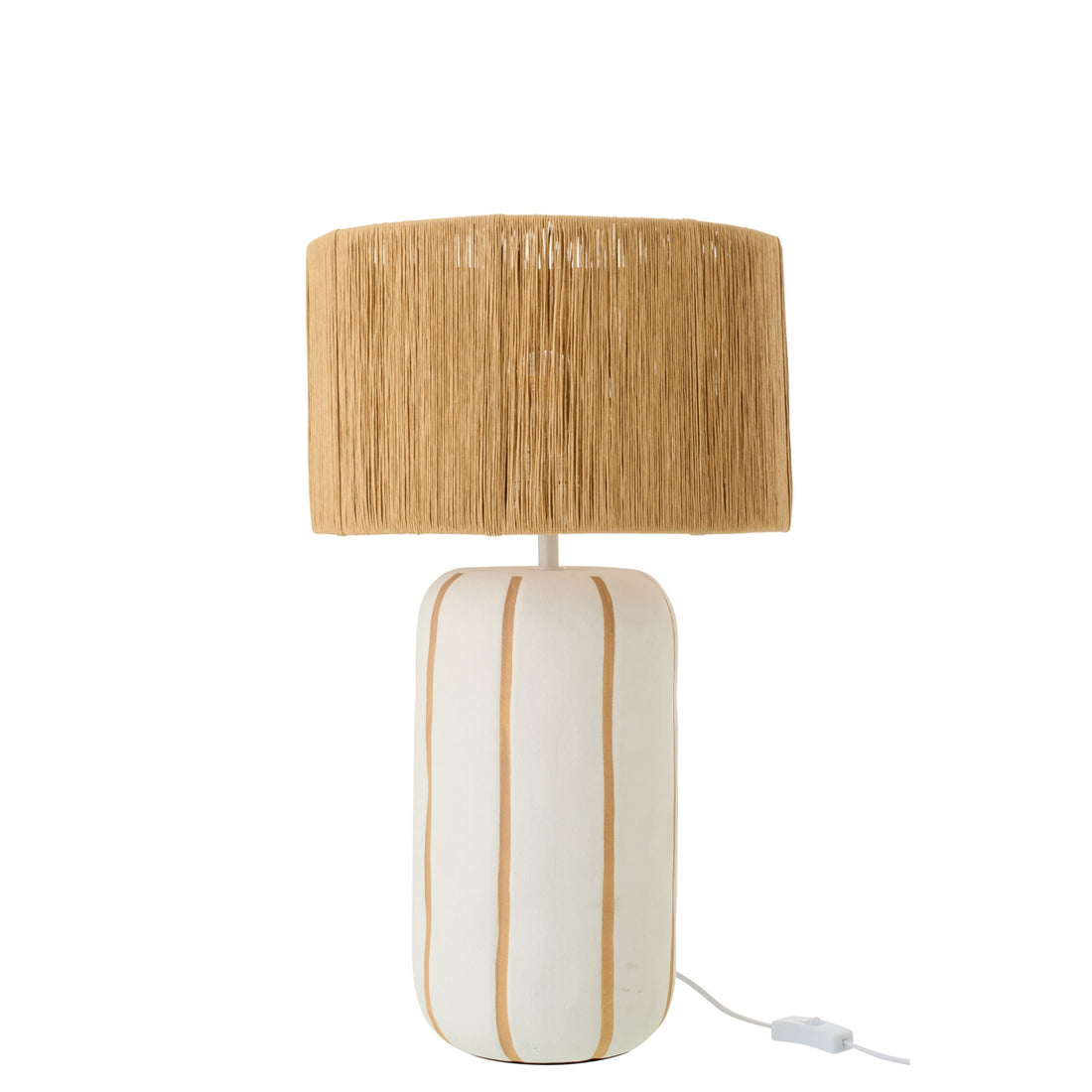 Bordlampe, stribet keramik, natur/hvid, stor, J-Line