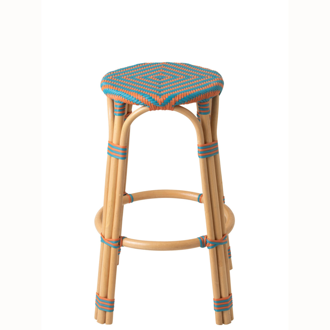 Udendørs barstol Geo Rund Rattan Orange/Turkis J-Line