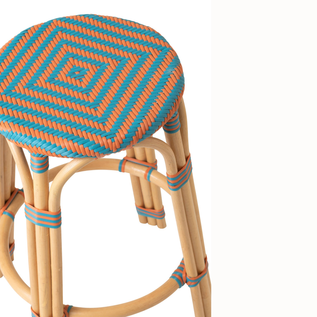 Udendørs barstol Geo Rund Rattan Orange/Turkis J-Line