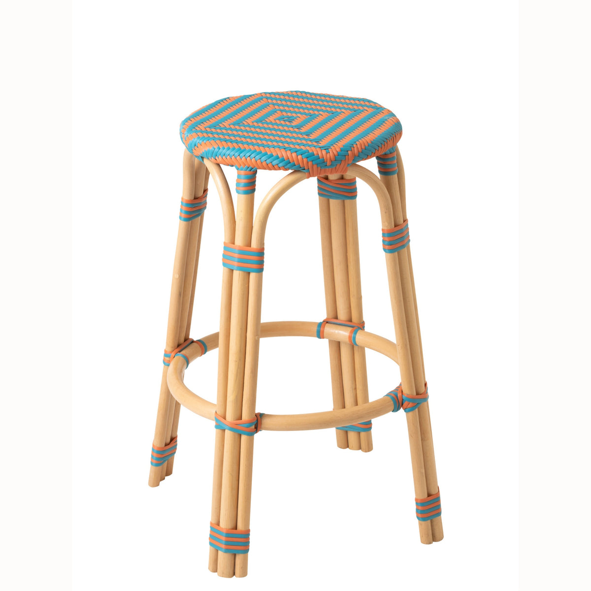 Udendørs barstol Geo Rund Rattan Orange/Turkis J-Line