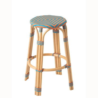 Udendørs barstol Geo Rund Rattan Orange/Turkis J-Line
