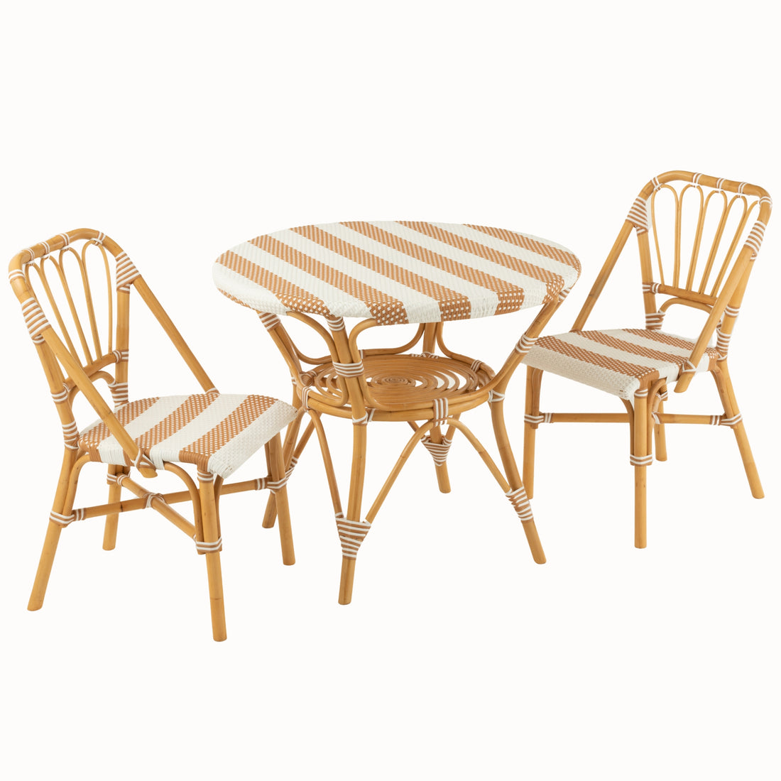 Spisebord i rattan, beige/hvid – J-Line