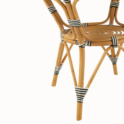 Spisebord i rattan, sort/hvid – J-Line